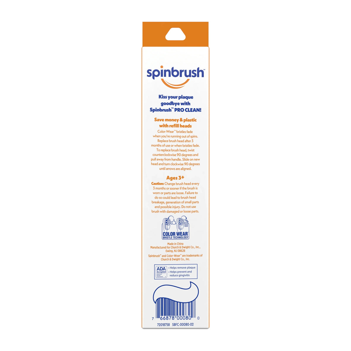 Each Heads Hammer Spinbrush Arm - & in Soft 2 Brush Clean Replacement Pro 6 Pack