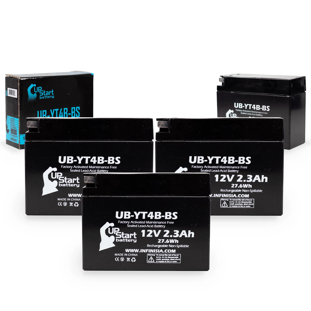 Maintenance 4-Pack 2.3Ah, Replacement 110CC Motorcycle UB-YT4B-BS for UpStart Yamaha Free, 2015 - Activated, 12V, Factory TTR110E Battery Battery