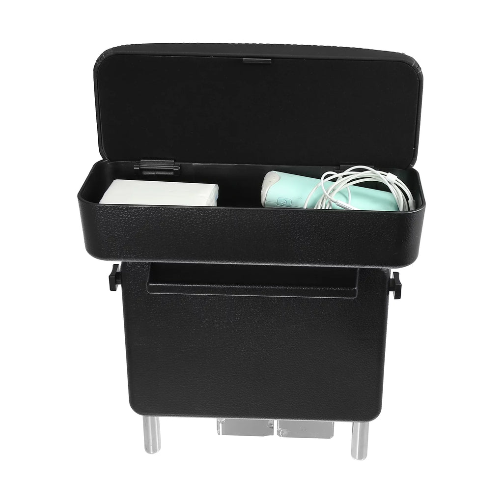 Leather Line Seat Box Black Adjustable Armrest Center Box Armrest with Storage Gap Black PU Organizer Car Armrest