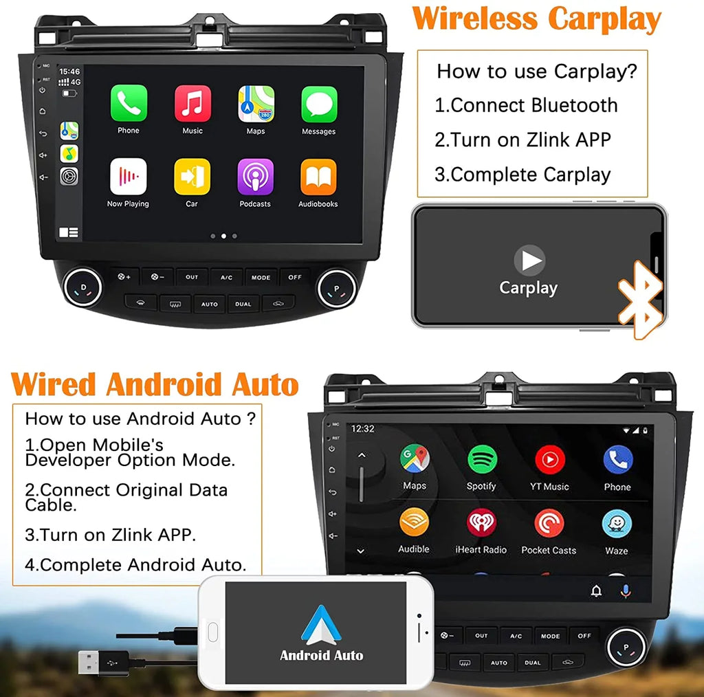 2005 Stereo Auto Accord for 2003 Car Featuring 7th Inch Binize 2004 Honda 2006 CarPlay&Android Android10 10 2007