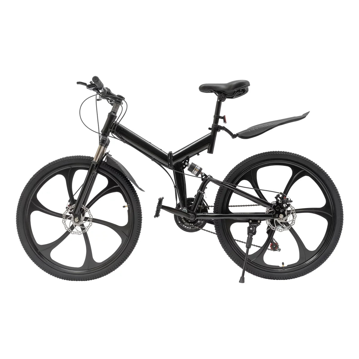 Mountain Frame Brake City Men for 26" Women 21-Speed Shifter Bike, Steel Double Adjustable Bicycle Folding Black Height & Disc