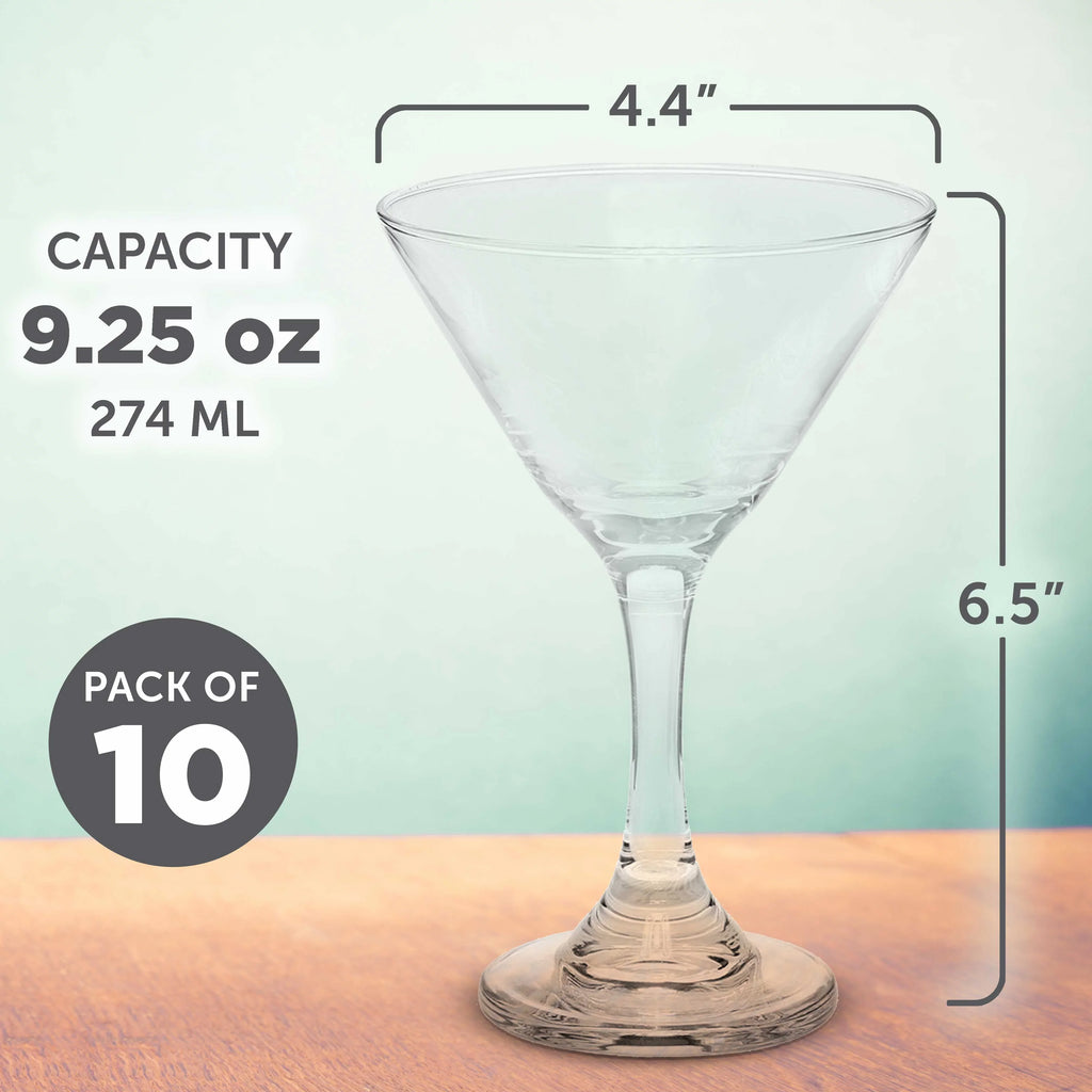 Great Classic Clear - Set oz. Martini for - Cocktails, Bulk Glasses 9.25 Favors, Pack of 10, Wedding Favors, Party Events