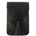 Handbag Crossbody K. Style 7.5" Carroll Solid Crocodile with Black Accent Tassel