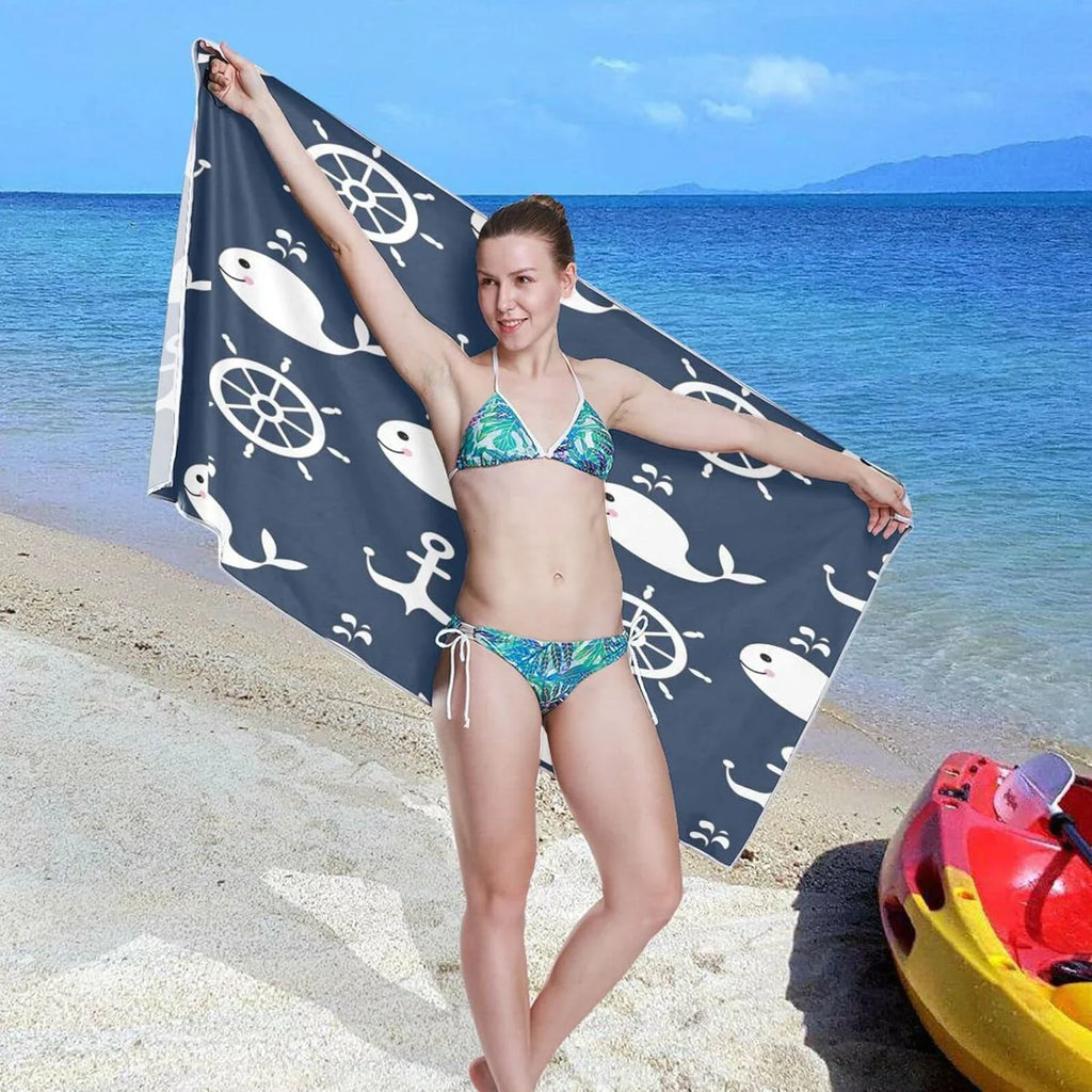 Swimming Lightweight Absorbent - Towel Holiday Camping Towels Dry Bestwell - Towel Oversized （429） Compact Retro Whale Quick Super Beach for Cartoon Anchor Travel