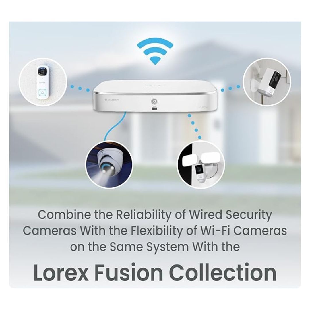 Home with Motion Capable Active 8 4 12 Smart DVR Fusion 4K Camera Compatibility Deterrence, Smart and Detection, Lorex Wi-Fi and Wired 2TB