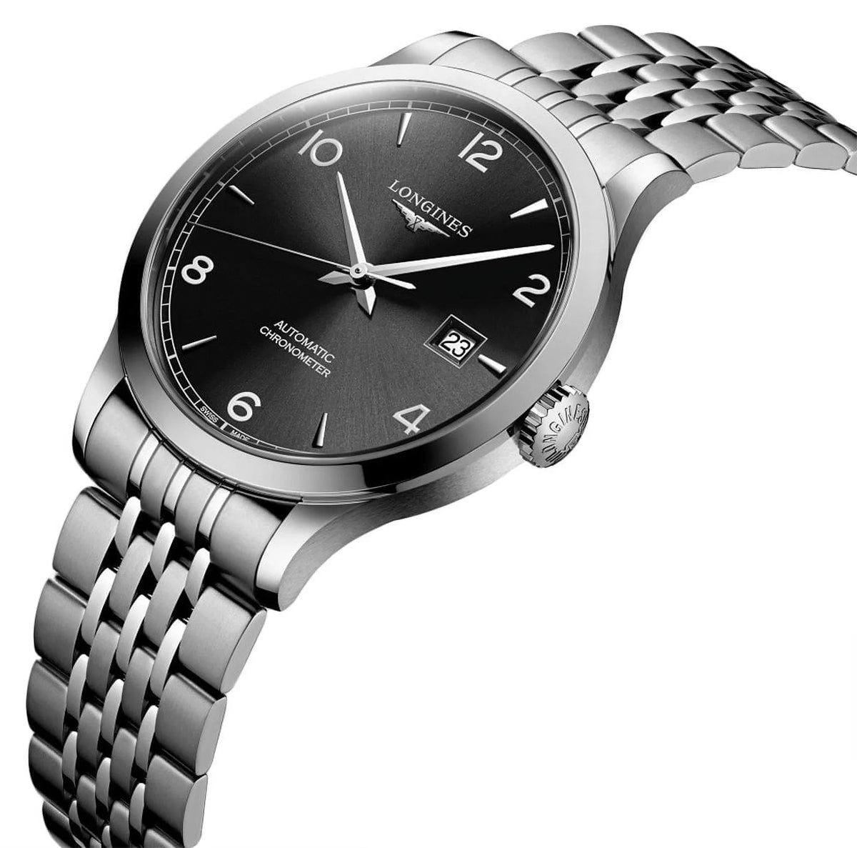 Men's Automatic Record L2.821.4.56.6 Longines Sunray Black Watch Dial