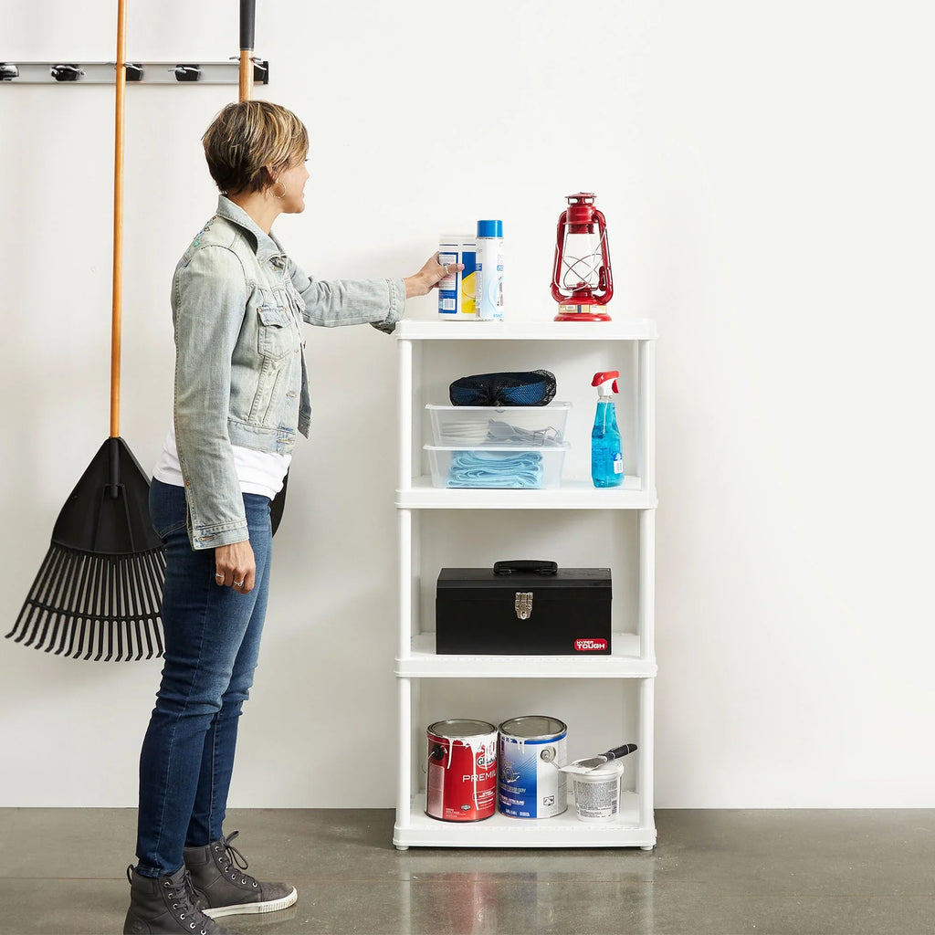 Shelf 4 Light Gracious Living Storage Unit, Duty (2 White Pack) Height Set