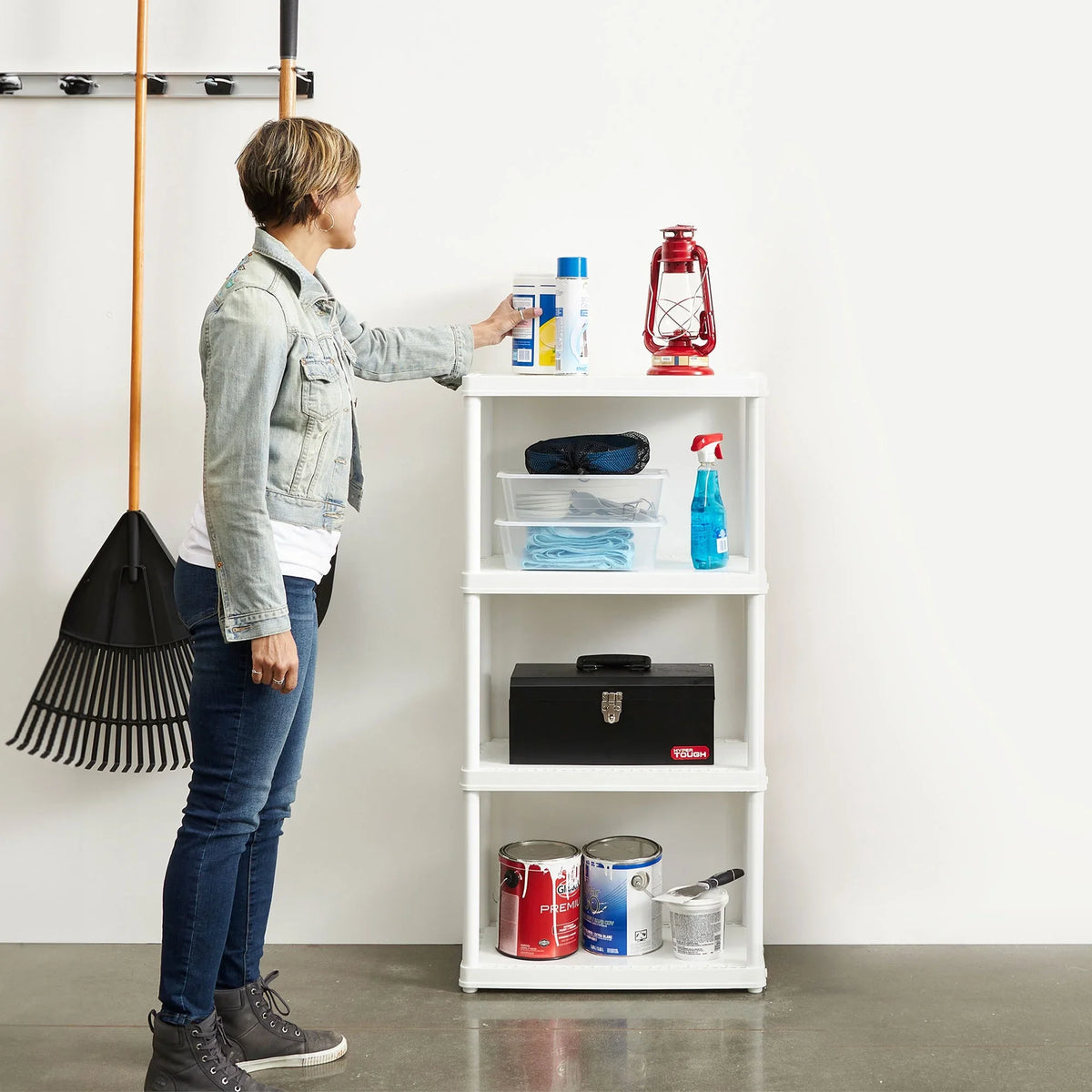 Shelf 4 Light Gracious Living Storage Unit, Duty (2 White Pack) Height Set