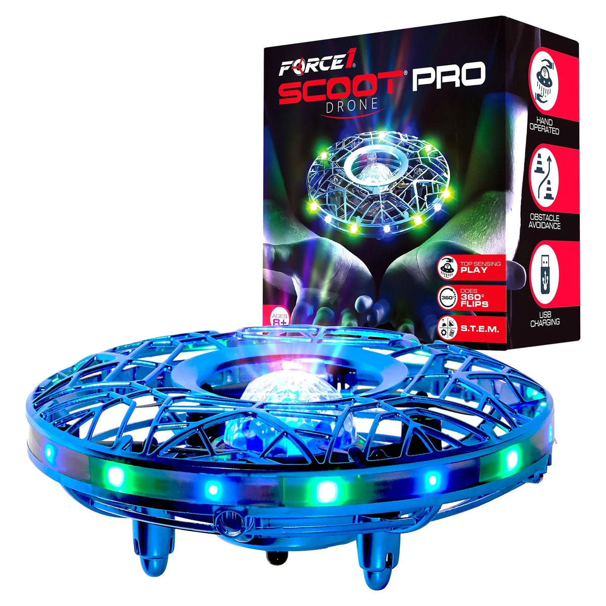 Drone Scoot Controlled Mini Aerial Projector Force1 LED Pro Light Drone with (Blue) Hand