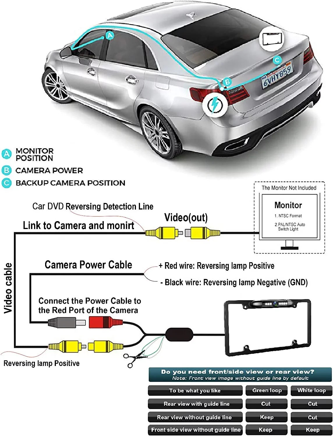 Frame ILX-F409 Plate License Rearview Backup Black ALPINE ILXF409 for Camera