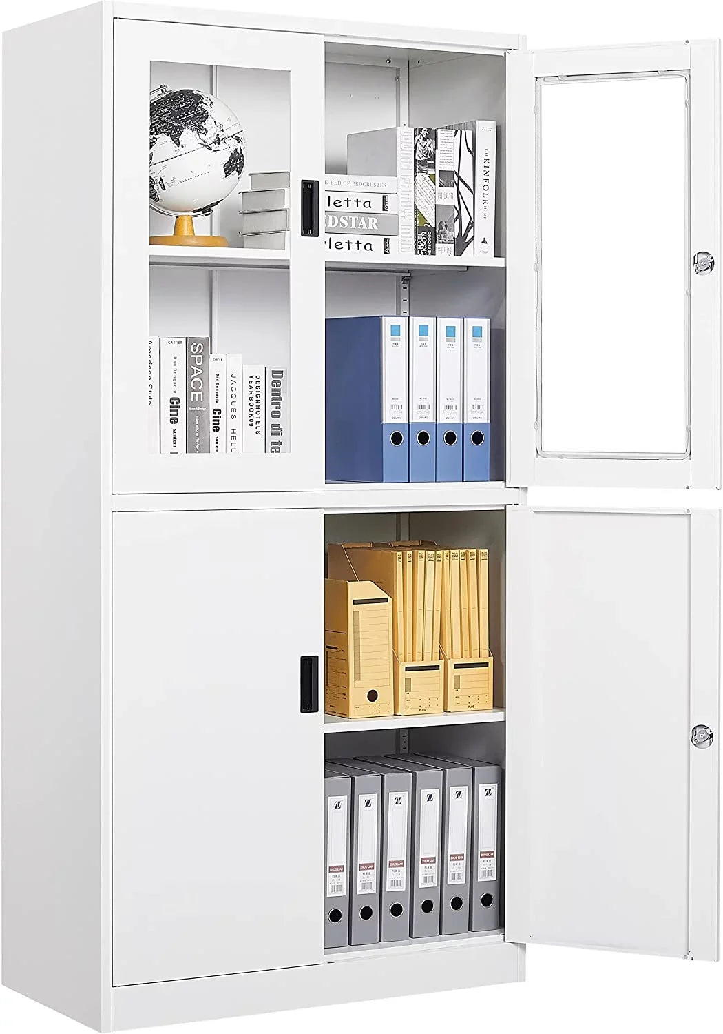Cabinets Required Metal 71" with Office,Home,- Tool Glass Storage Cabinet Doors STANI for Office Storage Steel Locker,Locking Assembly