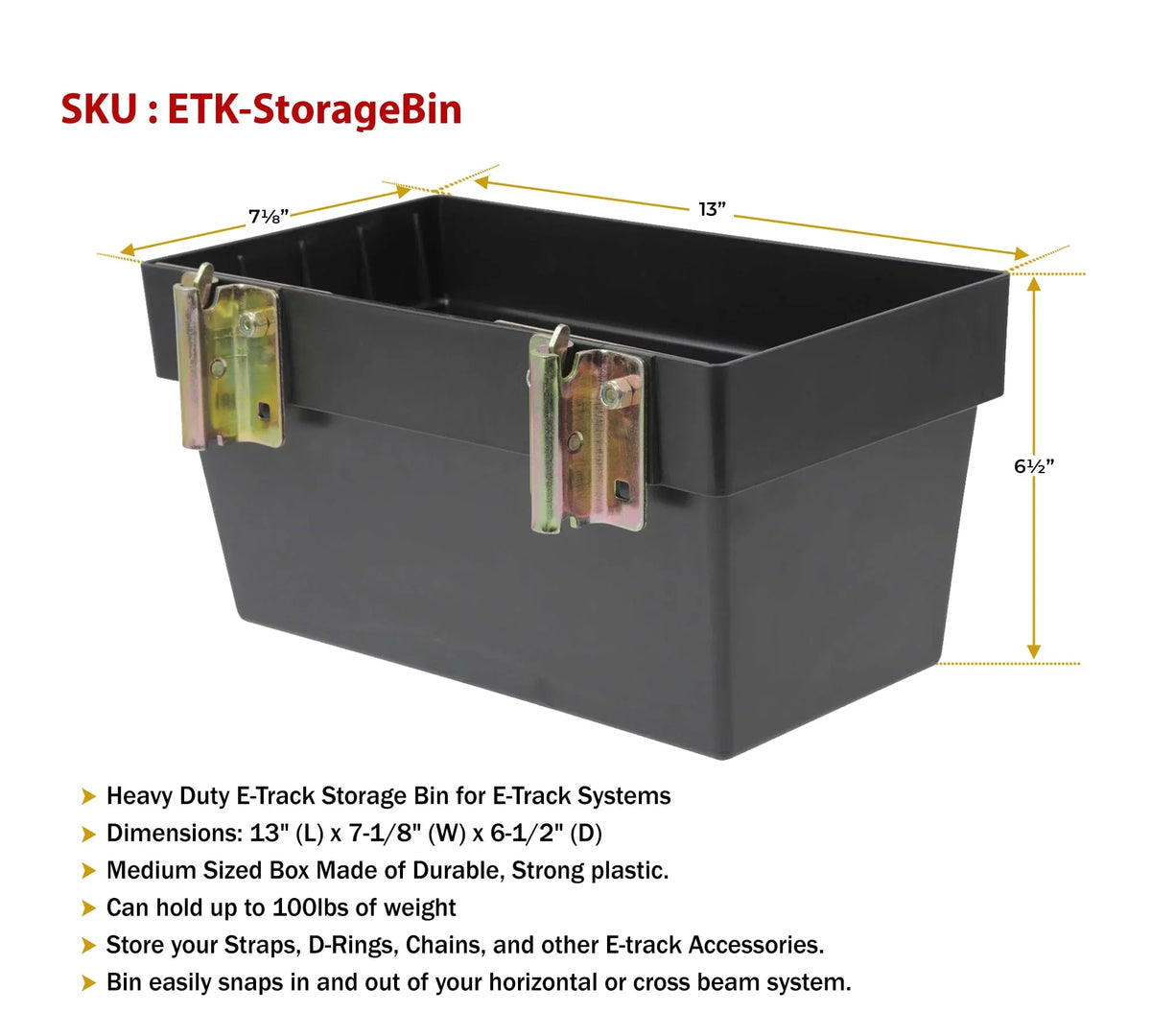 for Vehicles Trailer, Systems E-Track Accessories Organizer Basket Duty Pack) Large Enclosed Storage E-Track Heavy Trucks, E-Track Enclosed (4 - Garage, Bin for E-Track for - Trailer