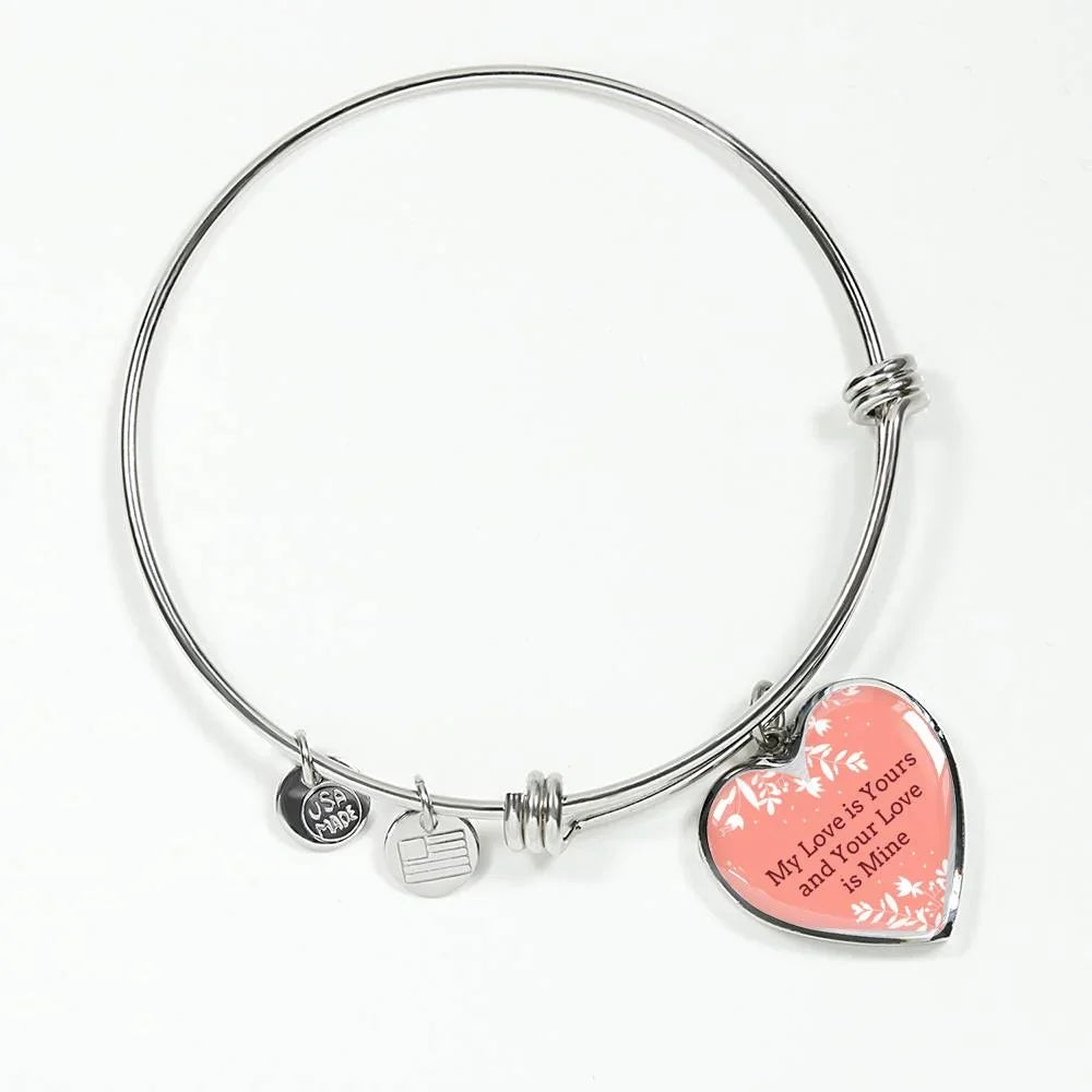 Yours Stainless Heart Steel or is Love Pink Gold My Bangle 18-22" 18k