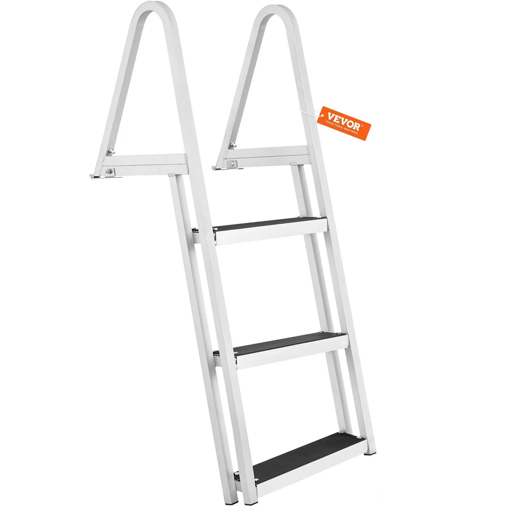 for & 4'' Marine Installation Access - Alloy lbs Dock Wide Simple Nonslip Boats, Lakes, VEVOR Removable Ladder 3-Step Steps, Aluminum 350 Pools with Capacity,