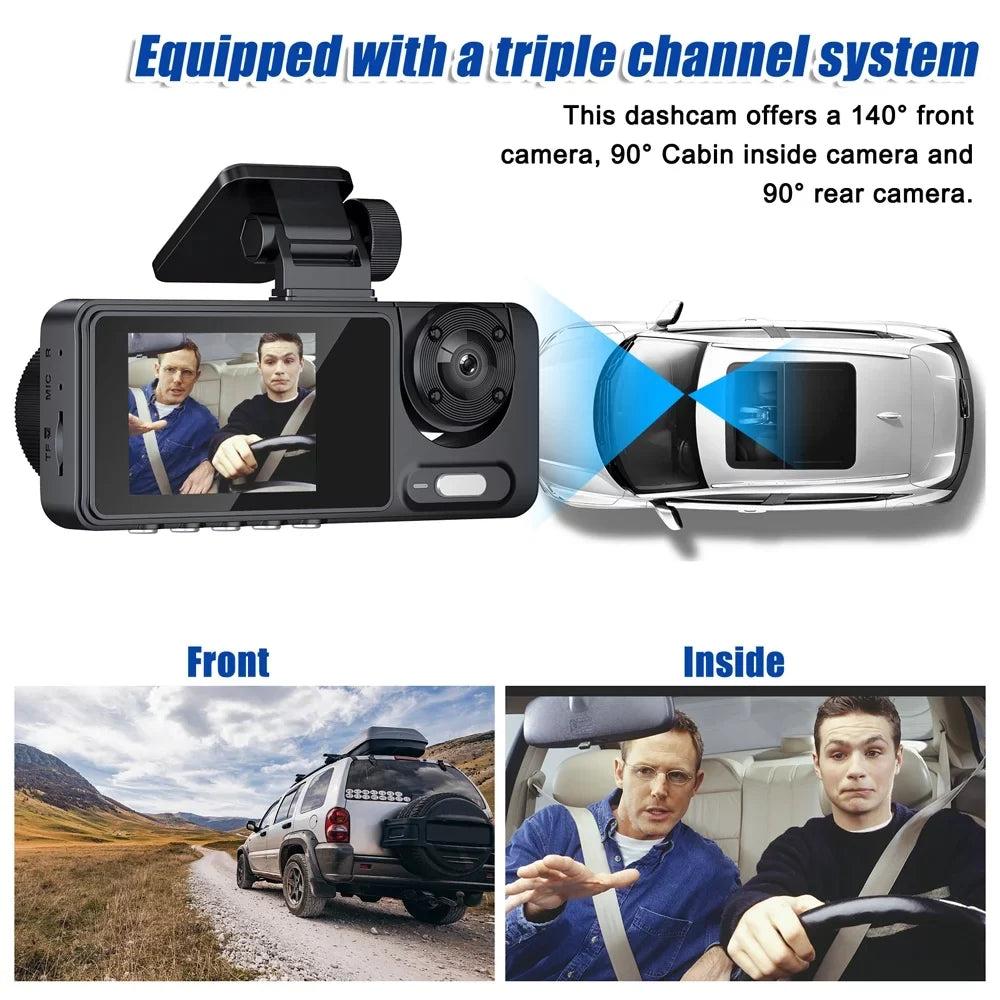 Camcorder Clear Driving Dash Recorder Recorder Camera Andoer Angle Car Multi-Language Mirror Rearview Wide Recording Safety Car Cam 3 Video Car Auto Cameras