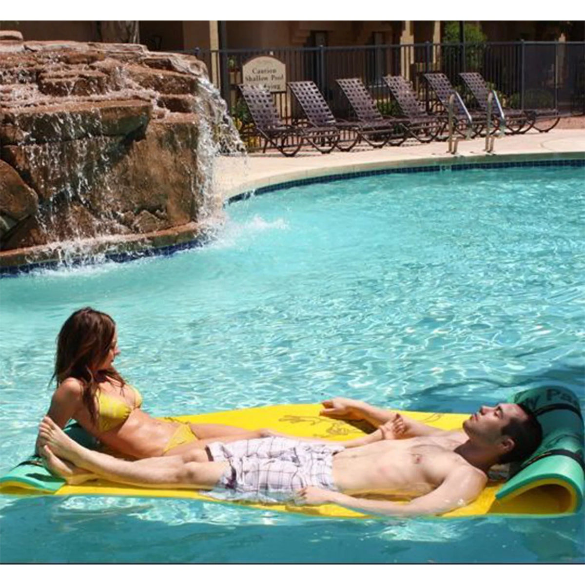 Mat, Foam Tadpole Aqua Green/Yellow Double Lily Adult Lounger Pad Floating