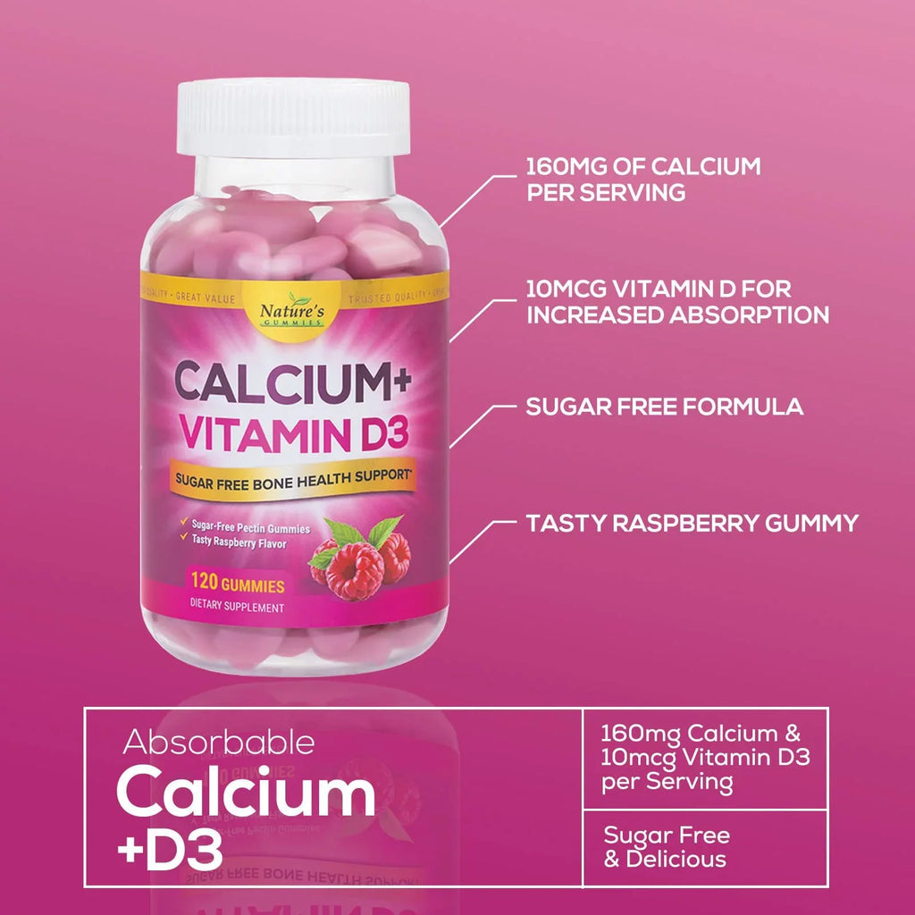 Vitamin - Health Bone - Bone Flavor Nutrition IU 400 Immune Supplement, Calcium Plus Gummies Support, Chews Strength & Berry D3, Gummy Non-GMO, Calcium 120 Supports Chewable Sugar Bites Free