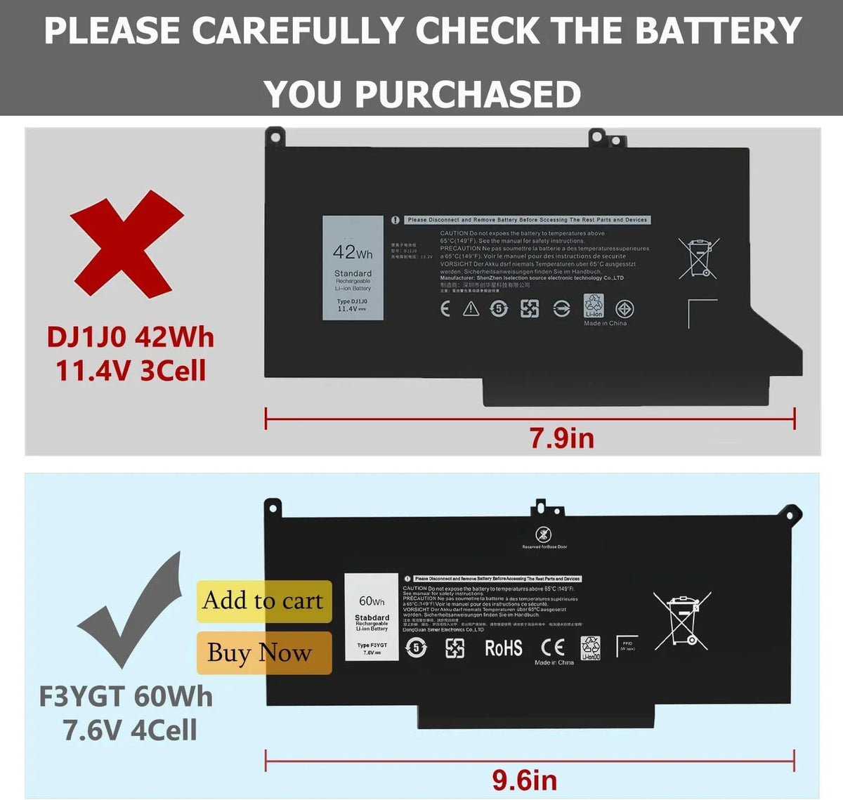 13 7490 F3YGT 7480 60WH 7290 7000 7280 7390 Laptop 12 14 y 7380 7480 Latitude 7000 2X39G Dell 7000 P29S002 for