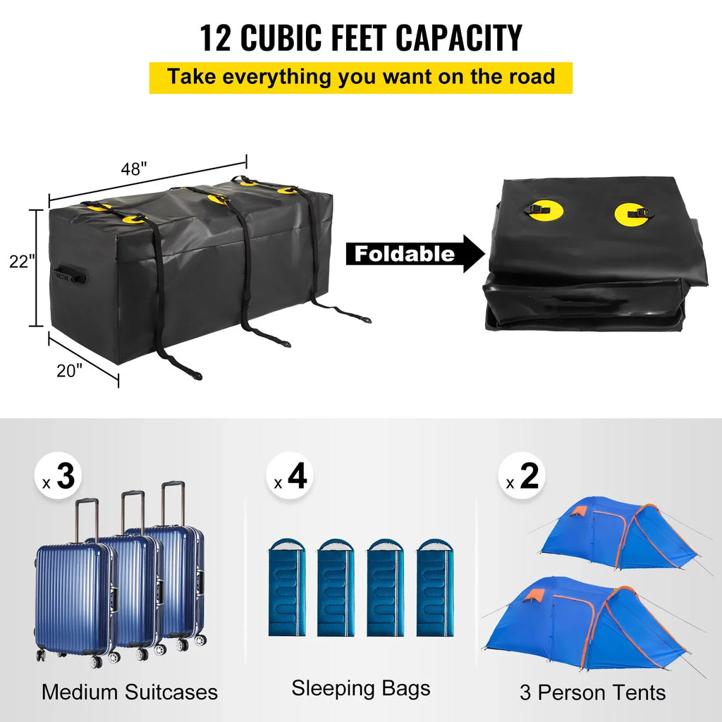 Carrier (12 PVC, Hitch BENTISM 48"x20"x22" Basket Duty SUV Car Hitch Cargo Straps, Cubic Reinforced Vans Truck Bag Feet), with Fits Carrier 840D Hitch for Heavy Bag, Cargo Waterproof