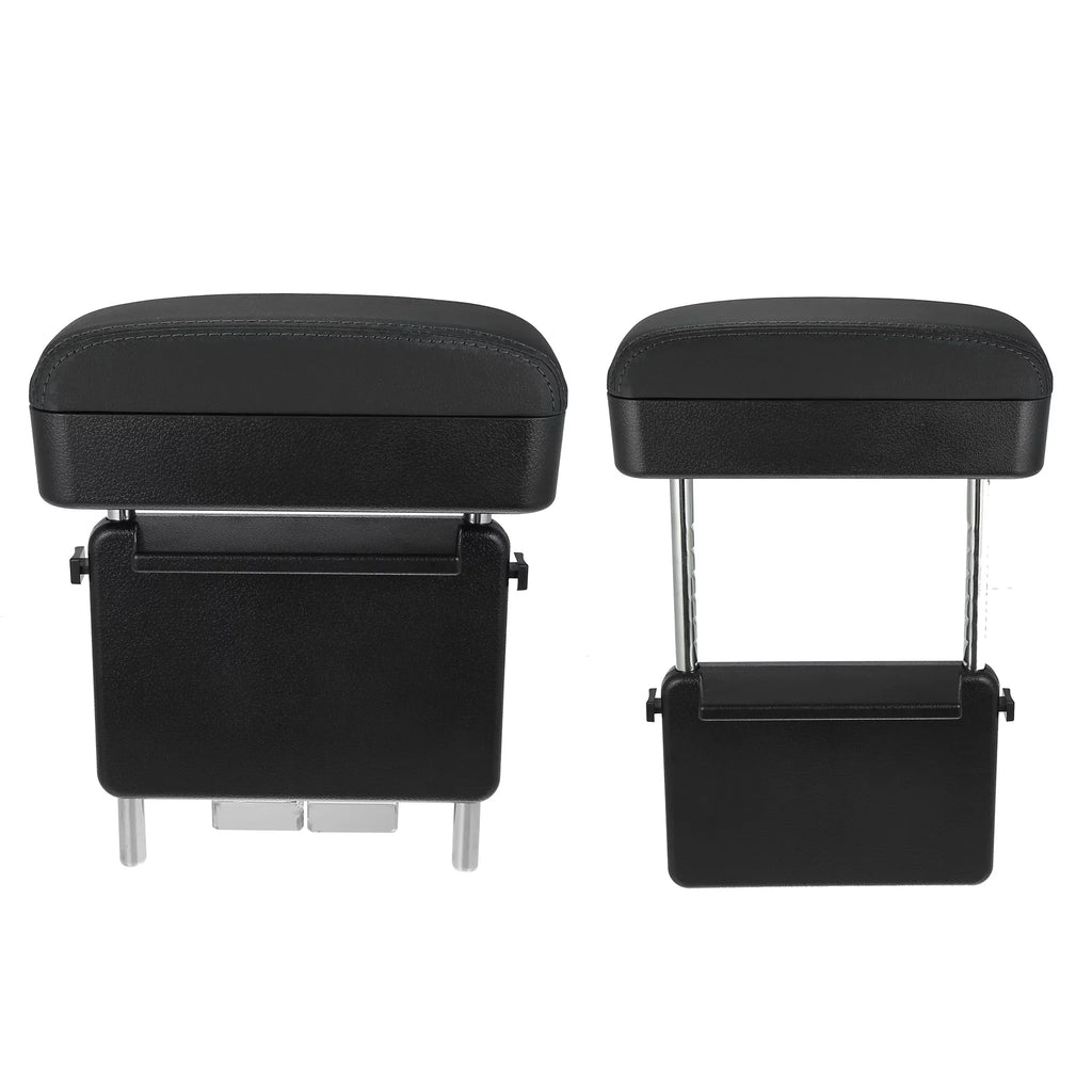 Leather Line Seat Box Black Adjustable Armrest Center Box Armrest with Storage Gap Black PU Organizer Car Armrest