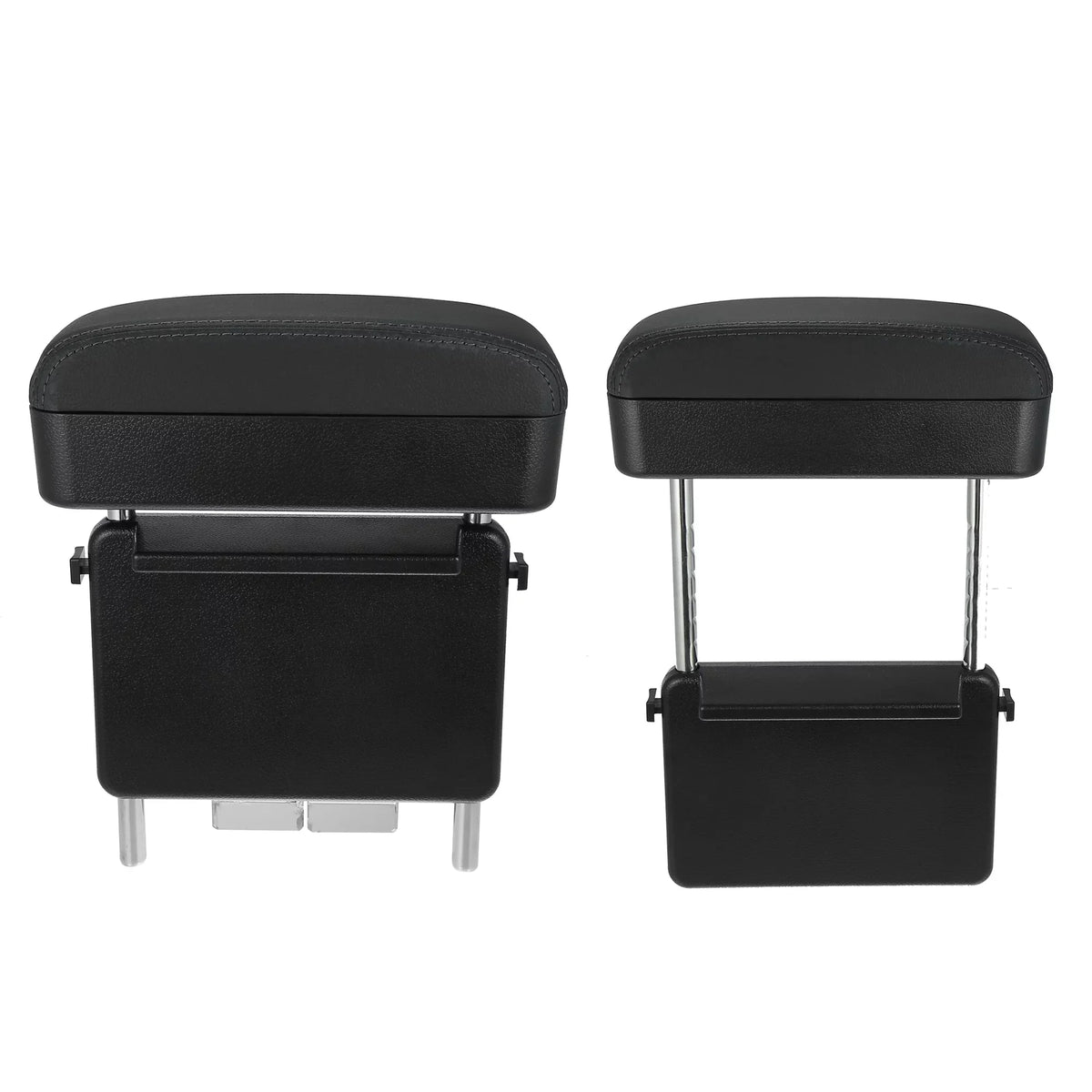 Leather Line Seat Box Black Adjustable Armrest Center Box Armrest with Storage Gap Black PU Organizer Car Armrest