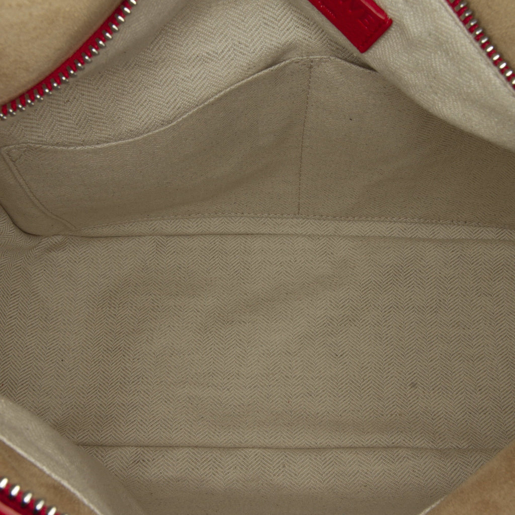 Leather Unisex Pre-Owned Calf Edge Authenticated Puzzle Mushroom LOEWE Red (Good) Small Satchel