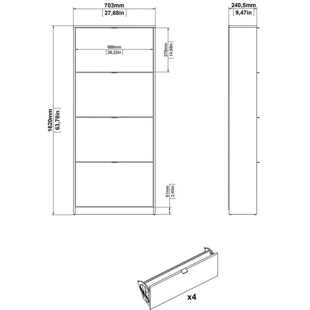 Drawer Contemporary Shoe in White Cabinet Allora 4