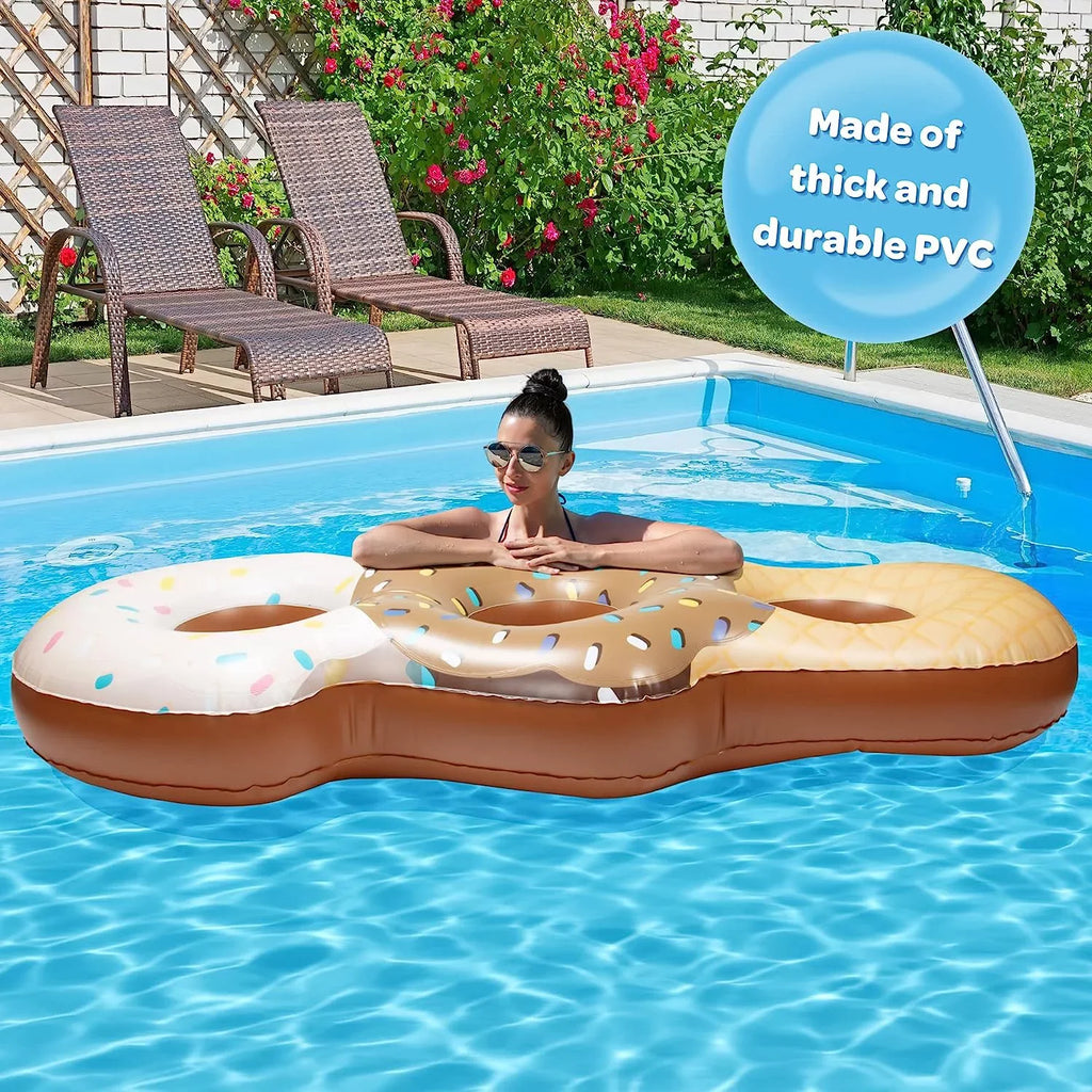 Tube for XL People Float Swimming 7 Summer Cream for Long Seats Giant - Pool Perfect - Mesh 3 Inflatable Ice Huge Ft Sections Aquamazing Kids, Cone Adults-