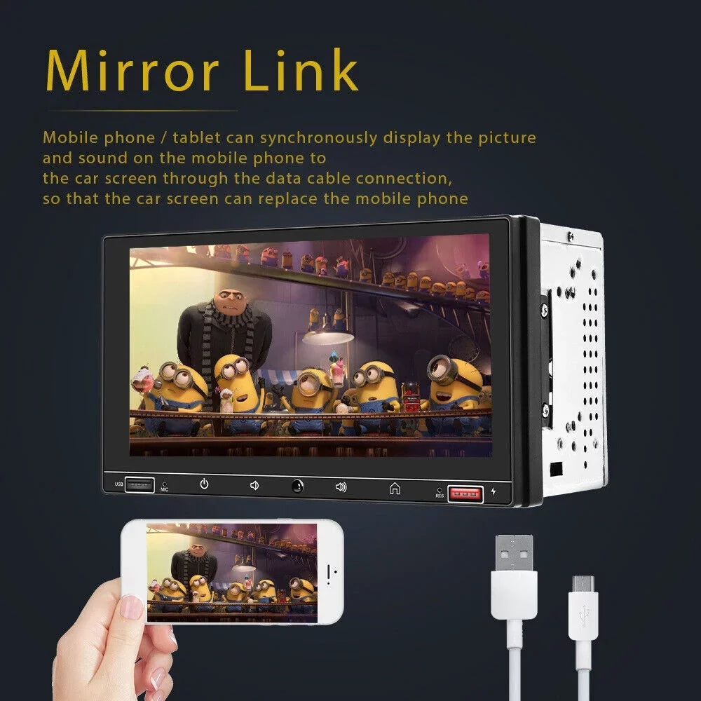 Apple AUX HD 7" Charge Player Bluetooth - Wired Screen Auto Android Stereo Onemayship MP5 & Fast System Carplay Mirror Link Car