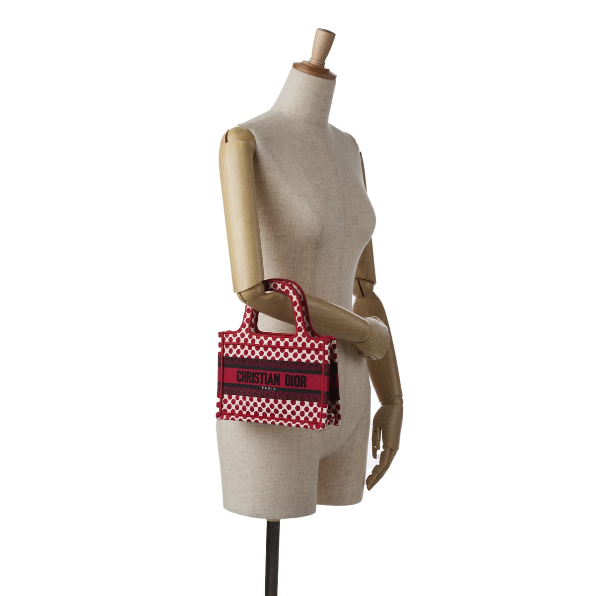 Mini Book Fabric Bag Canvas Pre-Owned Tote Tote Red (Good) Unisex Dior Authenticated Dioramour