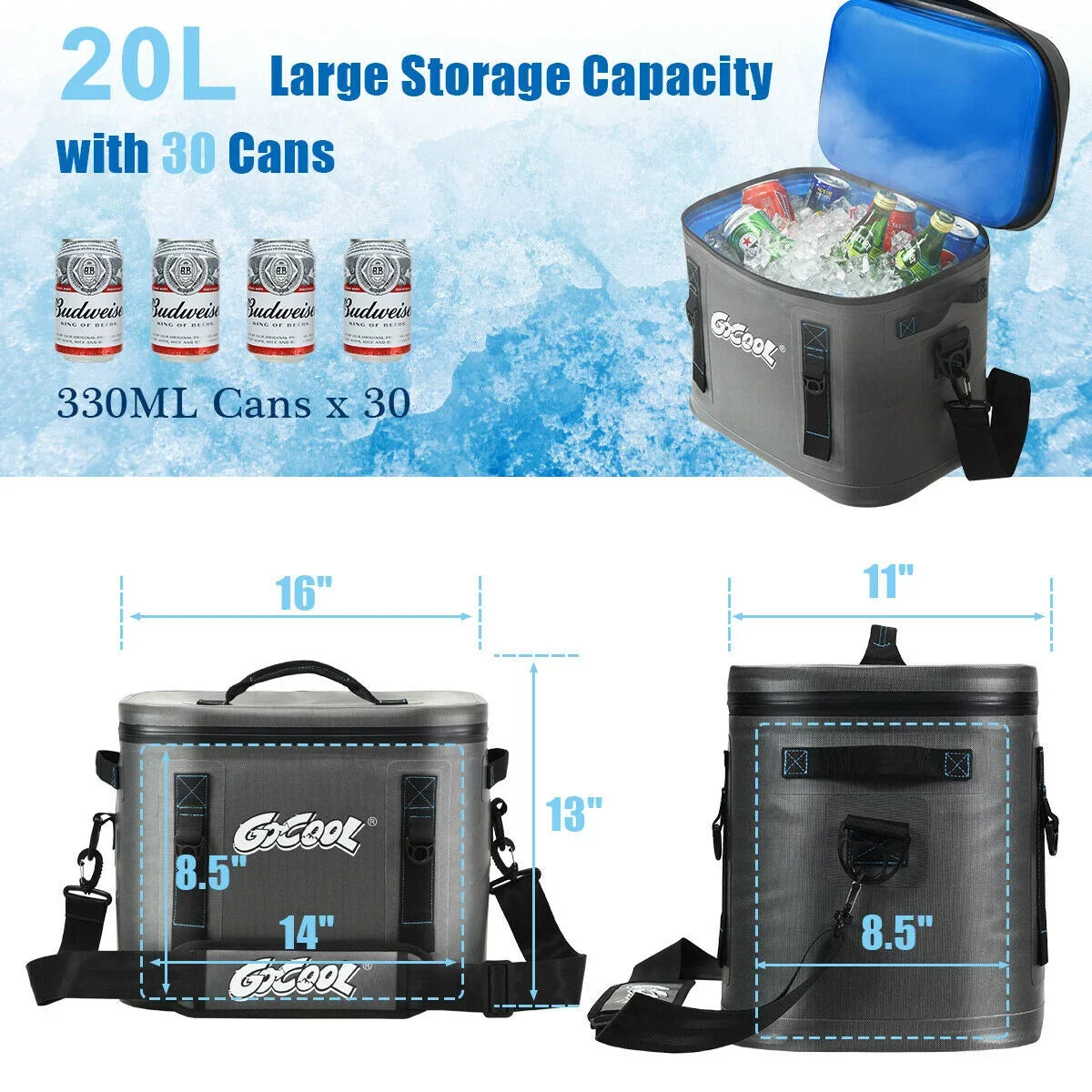 Insulated Picnic For Water-Resistant Soft Bag Portable Cooler Gymax 30 Leak-Proof Cans