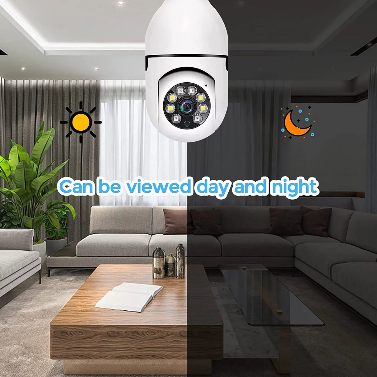Pack Card Storage Camera, WiFi Home 5G Local Degree 32GB and APP (Two), 360 & Detection Camera PTZ2.4GHz + Wireless Security Indoor Access, Outdoor SD Motion Alarm, 2 Cloud Camera, Light Bulb and