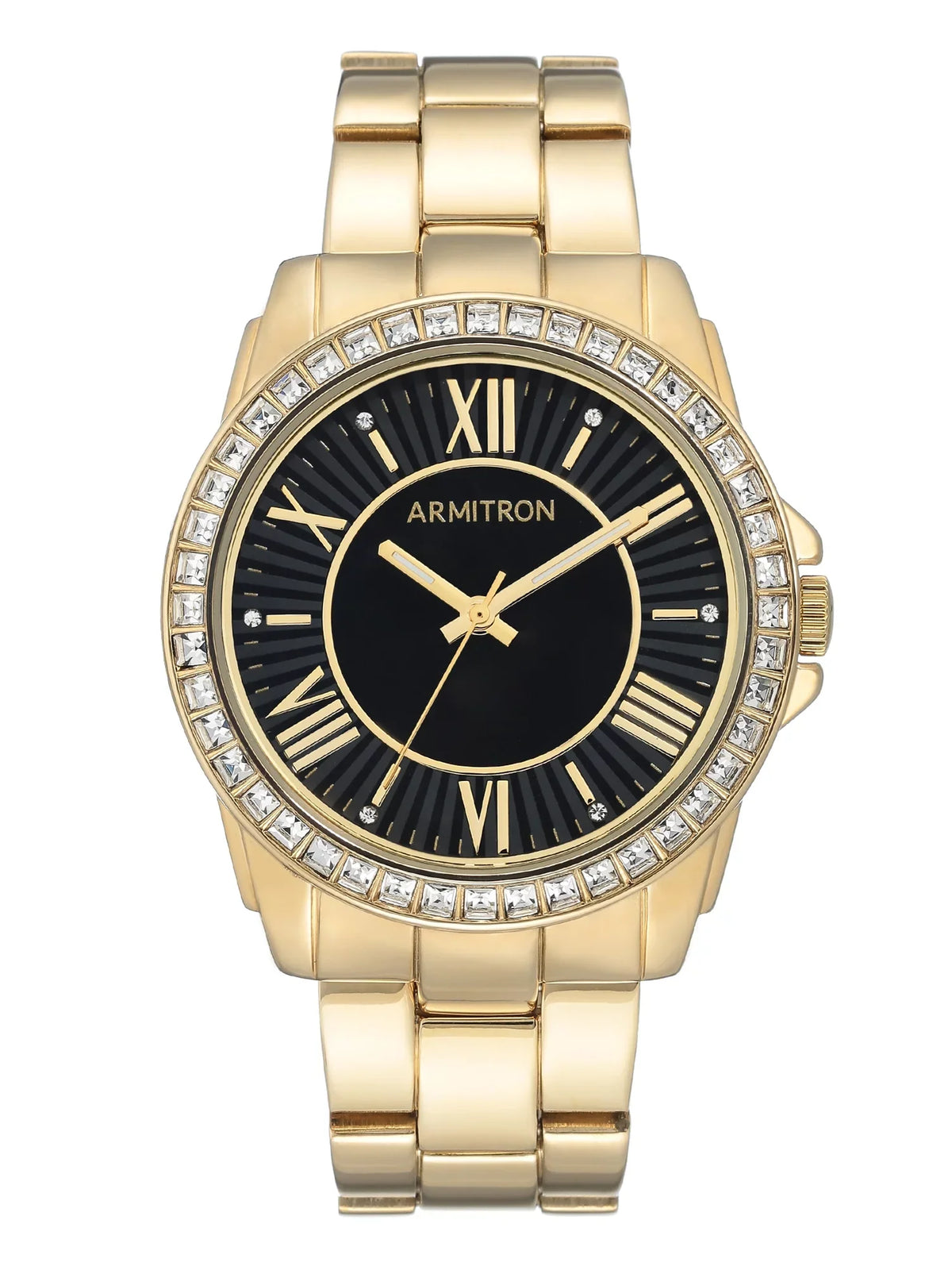 Black Womens Watch Tone Metal Gold Dress