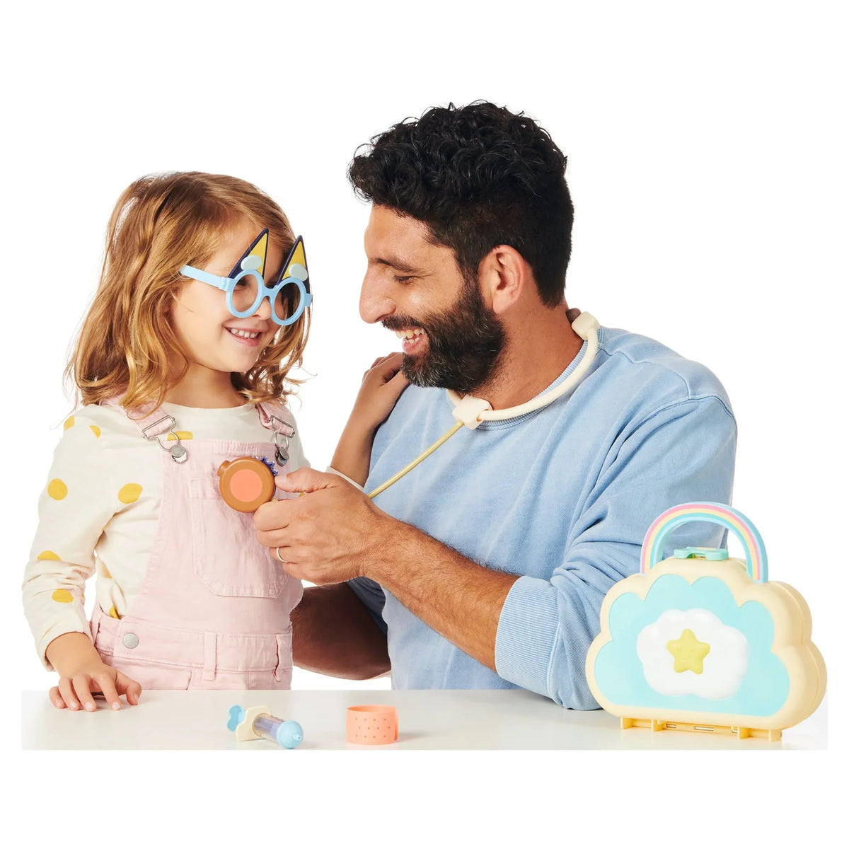 Check Cloud Stethoscope, Preschool, , Bag Play Up for Kids, Set, Bandage, Toy Doctor toy Stickers, with 7 Ages 3+ Doctor's Toys and Set, Doctor's Playset Syringe, Bluey Pieces, more