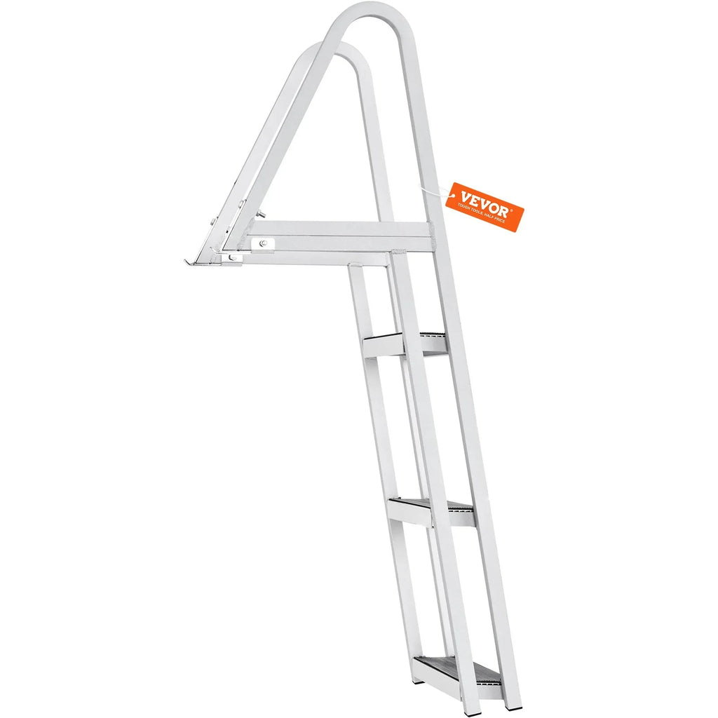 for & 4'' Marine Installation Access - Alloy lbs Dock Wide Simple Nonslip Boats, Lakes, VEVOR Removable Ladder 3-Step Steps, Aluminum 350 Pools with Capacity,