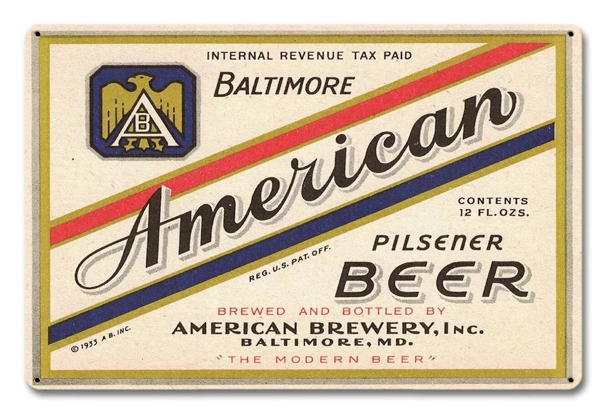 the Pilsener gauge Beer “Made with in USA American heavy steel"
