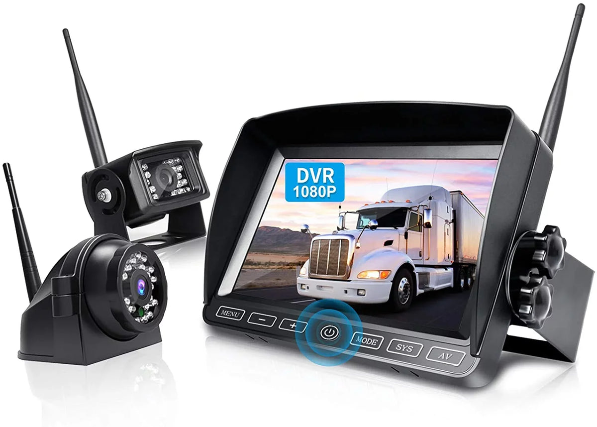 Wheel,BW702 HD Wireless Backup Touch Split Trailer ZEROXCLUB Camera System Monitor, 1080P DVR IP69 Waterproof with Rear Side View 5th for 7-inch 2 Camera Truck View Dual/Quad Wireless RV