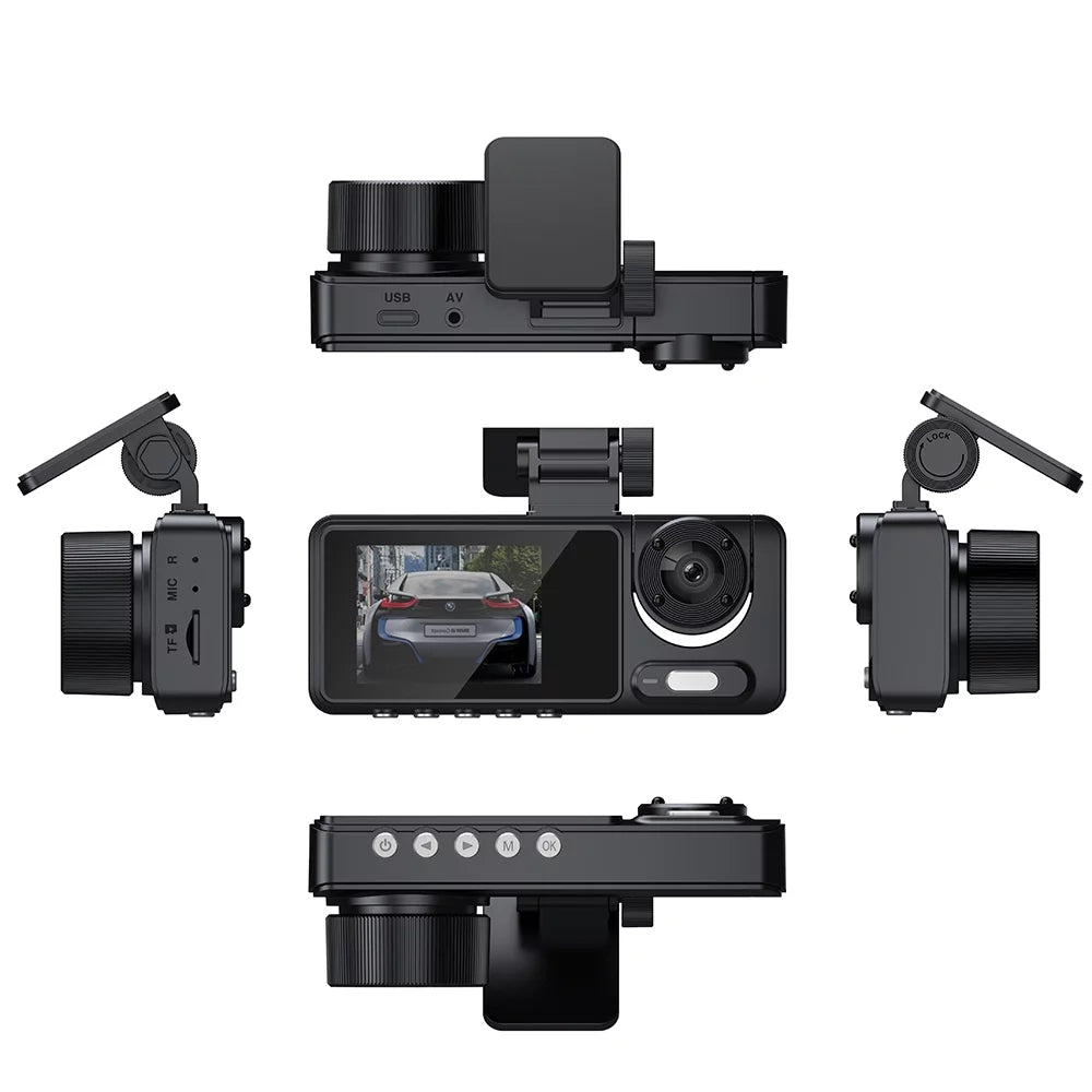 Camcorder Clear Driving Dash Recorder Recorder Camera Andoer Angle Car Multi-Language Mirror Rearview Wide Recording Safety Car Cam 3 Video Car Auto Cameras