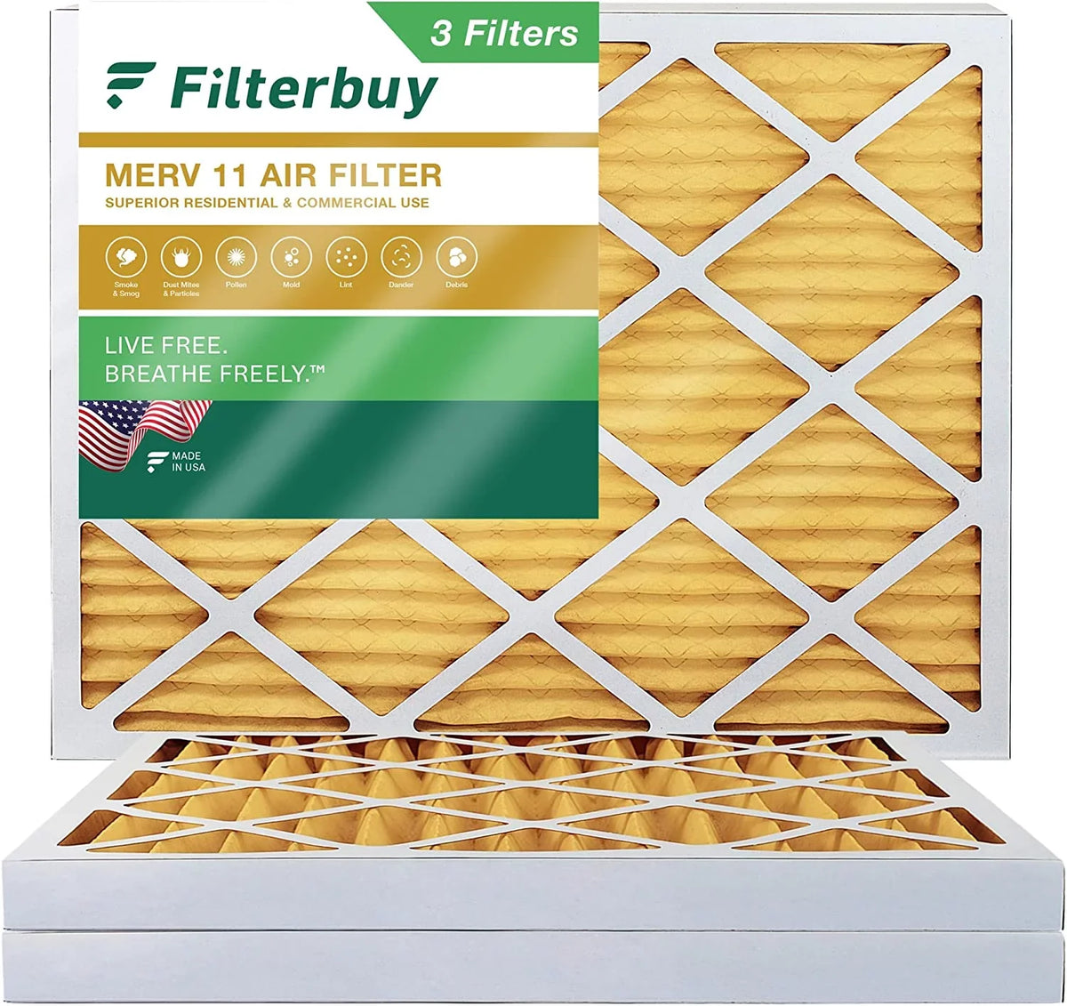 Furnace HVAC (3-Pack) Filters 12x16x2 MERV Filterbuy 11 AC Pleated Air