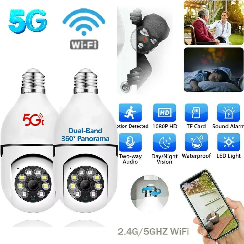 Detector IZENGATE Two Socket Bulb Way Talk/Night Wireless Camera E27 360° Camera Camera 2Pack Vision/Light 2.4Ghz Bulb Wi-Fi Light Surveillance Motion &5Ghz