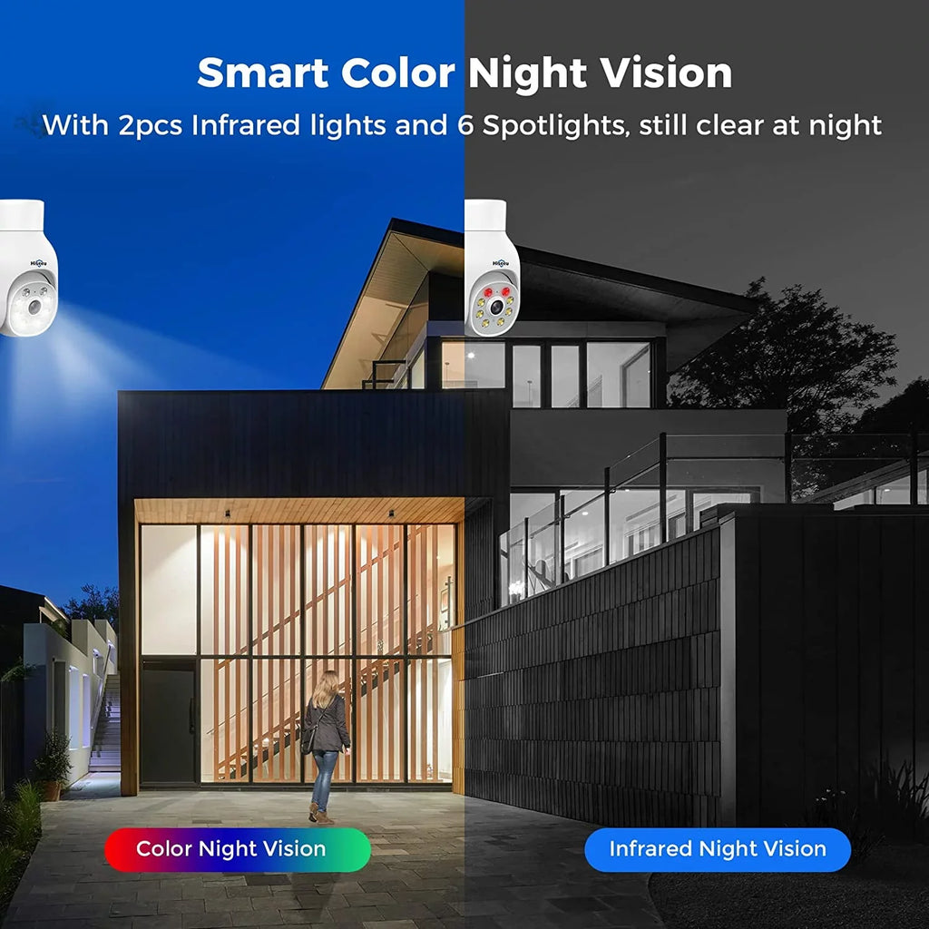 Alert, Cords,IP66 Hiseeu Hard WiFi Power 10CH Motion Track Camera PTZ Auto System,5MP,Expandable Plug&Play,24/7 NVR,1TB Drive,12V Security Record, Motion DC Waterproof,