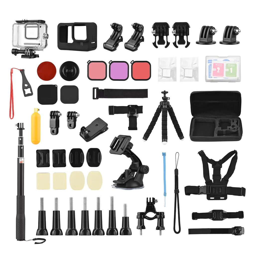 More and Case Hero Andoer for Housing with Accessories Selfie Protective Accessories Kit Waterproop 109 Stick Replacement GoPro Silicone Action with Mount Various Sports Set Bracket Black