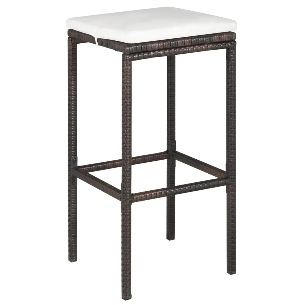 Set Pub, 5 Dcenta Table Bar Rattan Furniture Brown Terrace, Stool 4 Patio Set and Piece Height for Bistro, Chairs Garden Backyard, with Cushion Poly Dining Counter