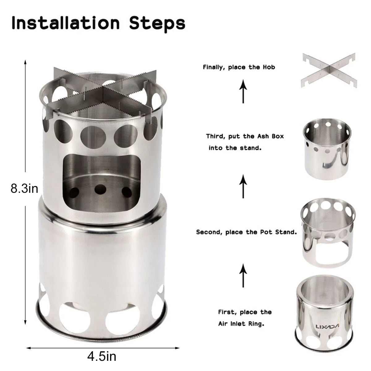 Ideal with Picnics Aluminum ammoon Set and Cutlery and Backpacking Stainless for Lightweight Steel Stove Camping Cooking Utensils Pot