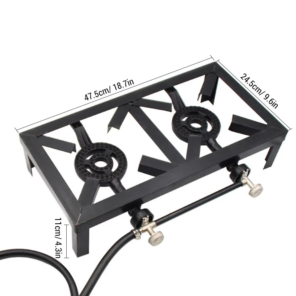 Patio Stove Standard) Camping ( Propane BBQ for Double Iron Gas Cast Cooking Nebublu