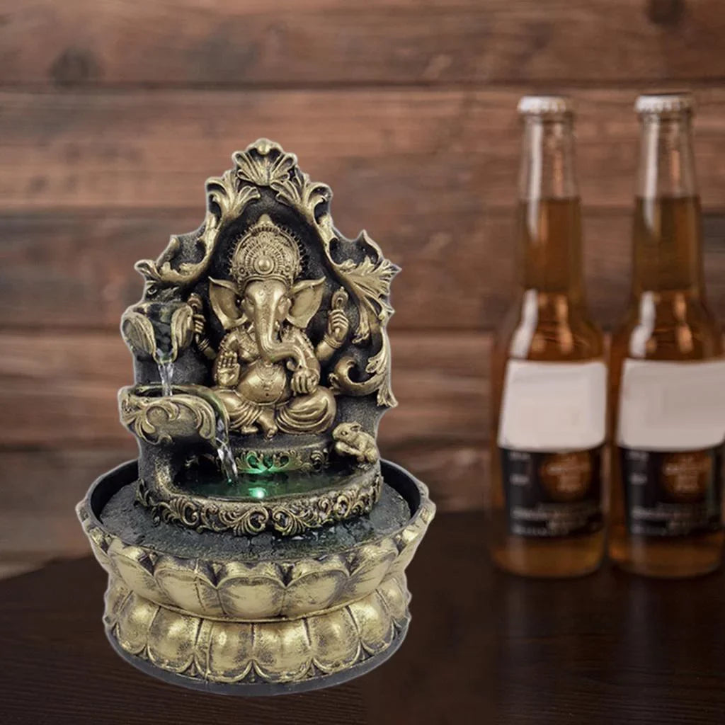 Water Humidifier Air Office Hindu Tabletop Compact Led Decor Statue Fountain HandMade