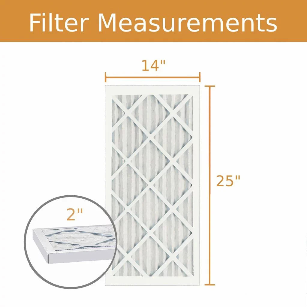 14x25x2 Filter Pleat Air - Pack) Key (6 Purolator 8 MERV