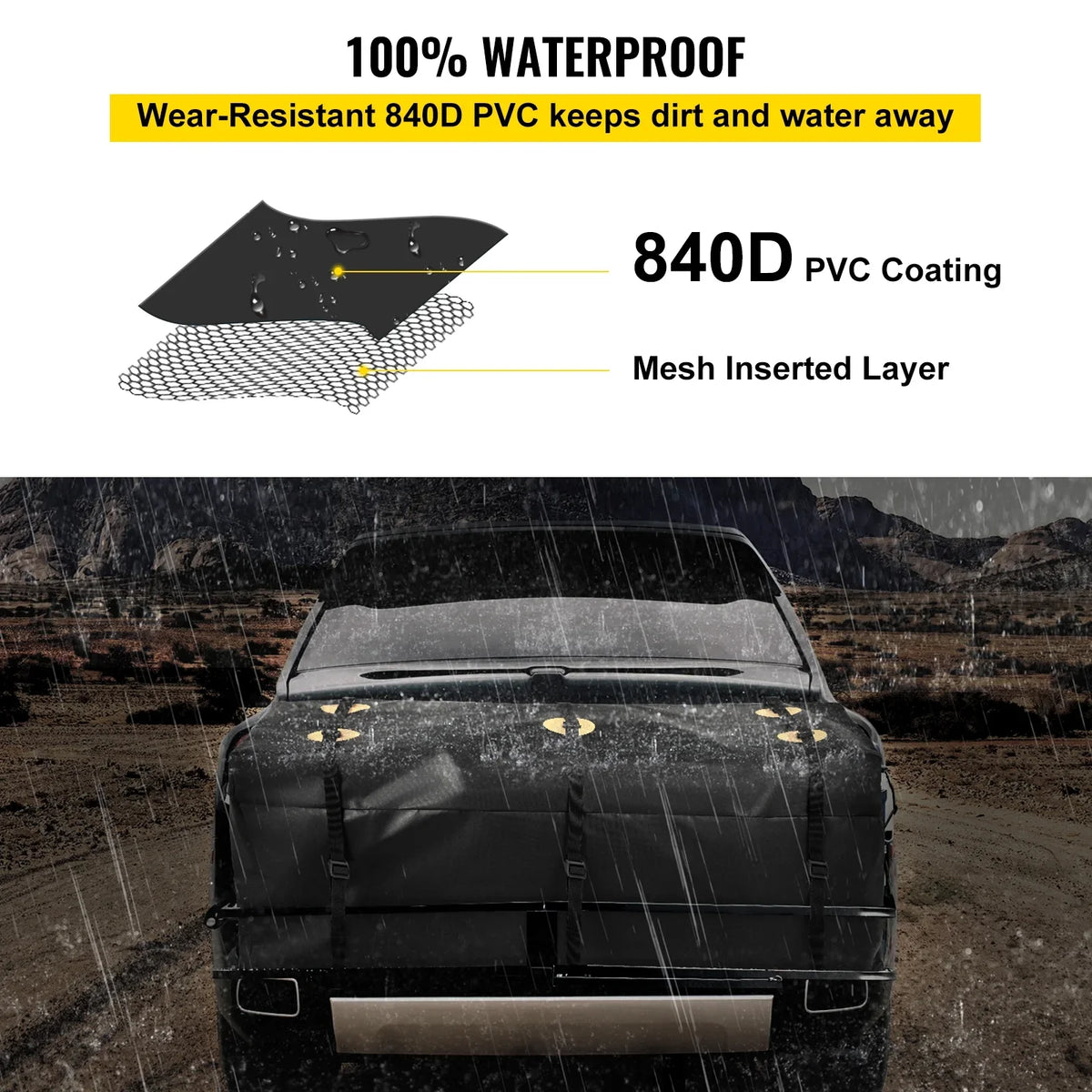 Carrier (12 PVC, Hitch BENTISM 48"x20"x22" Basket Duty SUV Car Hitch Cargo Straps, Cubic Reinforced Vans Truck Bag Feet), with Fits Carrier 840D Hitch for Heavy Bag, Cargo Waterproof