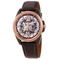 Brown Bulova Watch Leather Men's Skeleton Dial Automatic Strap 98A165