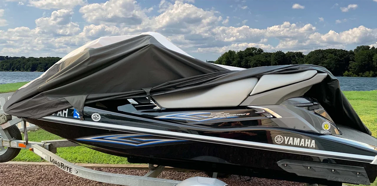 Cover PWC THE Jet Runner SHO HEAVY-DUTY LINE TOP for Yamaha Wave Cover FX OF Ski SUPER Compatible 2008-2011 Black/Grey JETSKI
